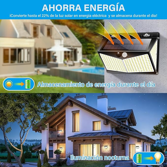 pack 3 Lampara Solar Led con Sensor de Movimiento